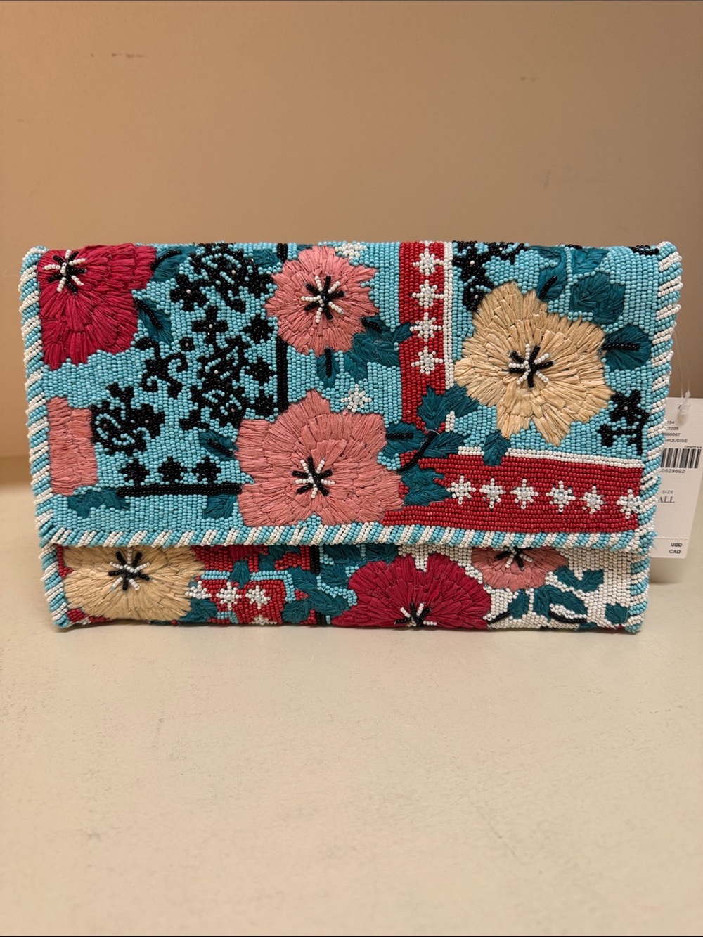 Anthropologie beaded fold-over clutch/shoulder bag, NWT